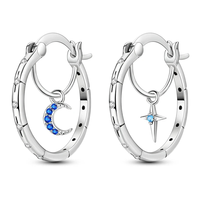 Love Heart Earrings 925 Sterling Silver Original Shining Zircon Heart Hoop Earrings For Women Wedding Anniversary Jewelry Gift