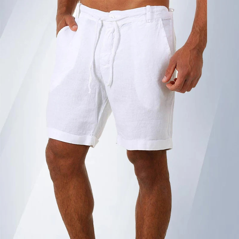 Moda Verão Masculina Shorts de Linho Masculino Shorts de Praia de Algodão Masculino Novo Selvagem Lazer Solto Sólido Shorts Cargo para Homens Shorts de Moletom