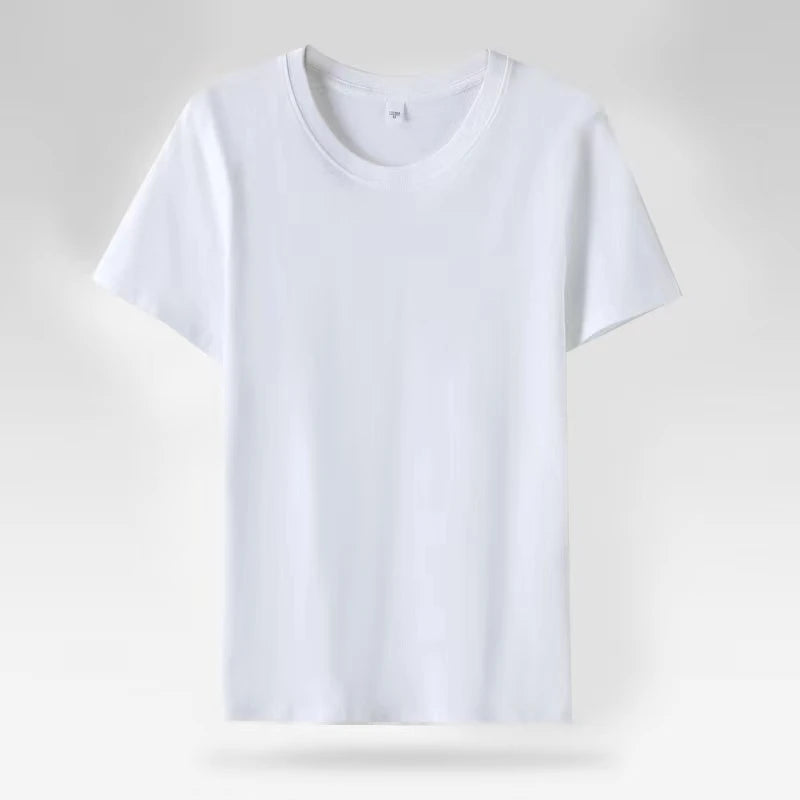Camiseta Feminina Manga Curta Algodão Gola O Solta Preta Branca Básica Fina Tops Moda Harajuku Casual Roupa Exterior Camisetas - preta P