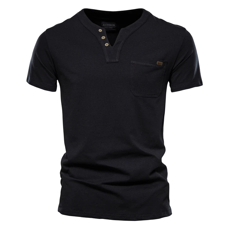 2021 Verão Top Qualidade Camiseta Algodão Masculina Cor Sólida Design Gola V Camiseta Casual Clássica Roupa Masculina Blusas Camiseta Masculina