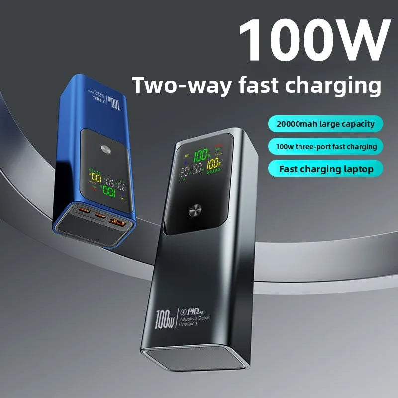 Power Bank 20000mAh 100W Fast Charge Portable Bidirectional