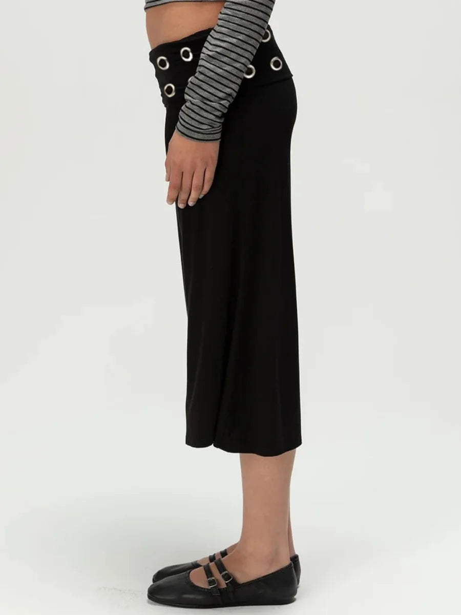 Calças capri femininas sexy de sarja dobrada de perna larga cropped fluidas estilo gaúcho confortáveis casuais para yoga estilo culotte parte de baixo de pijama streetwear