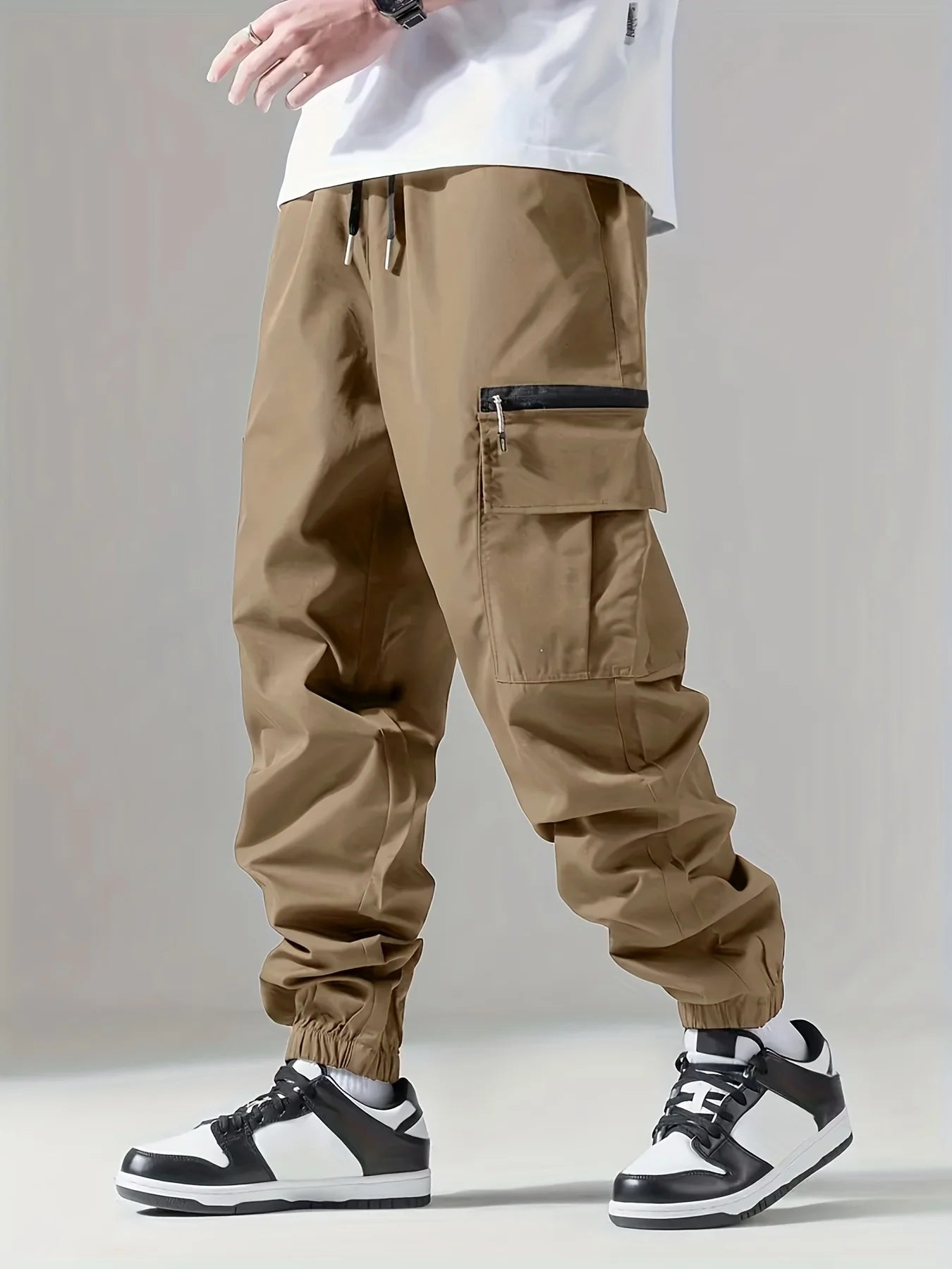 Calça Cargo Masculina, Fina, Confortável e Respirável, Casual, Para o Dia a Dia, Corrida, Ciclismo, Multibolsos 004