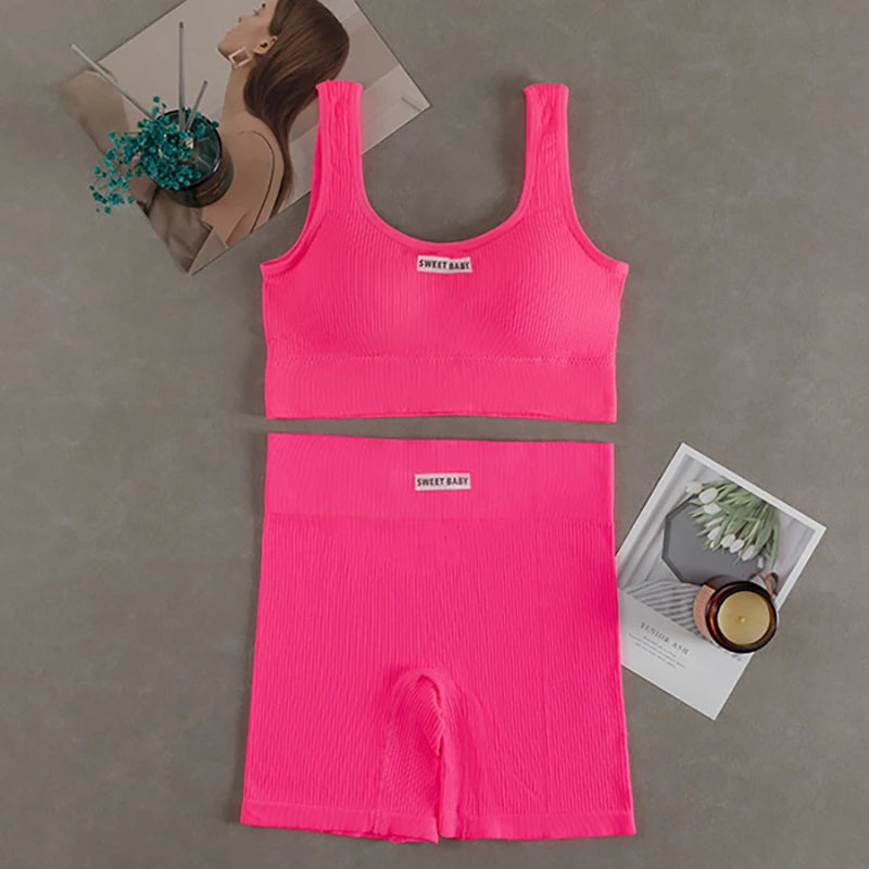 Conjunto de Yoga Feminino Sem Costura Fitness Roupa de Treino Sutiã Esportivo Legging Cintura Alta Sexy Decote V Profundo Roupa de Ginástica 2024 Novo Roupa Esportiva