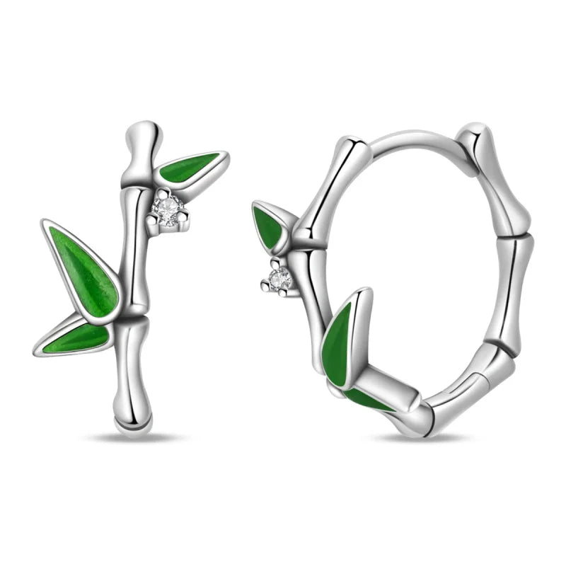 Brinco de Prata 925 Série Verde Trevo da Sorte, Incrustado em Pedra, Adequado para Presentes de Casamento Feminino, Noivado, Festa de Aniversário