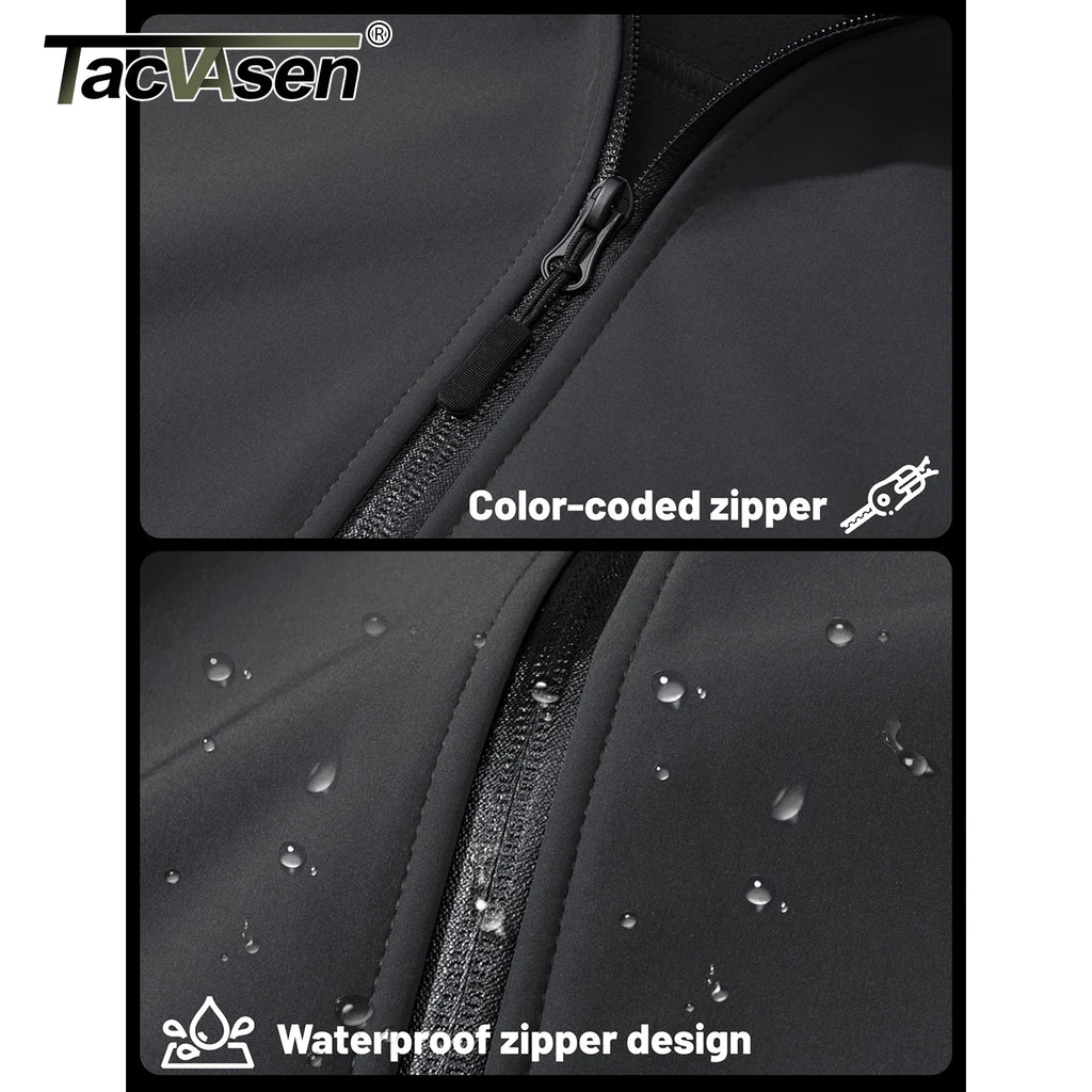 Jaqueta Softshell Masculina Tacvasen Forrada com Lã, Zíper Completo, Jaqueta de Chuva, Jaqueta de Trabalho para o Ar Livre, Corta-vento Masculino para Trekking e Caminhada na Primavera