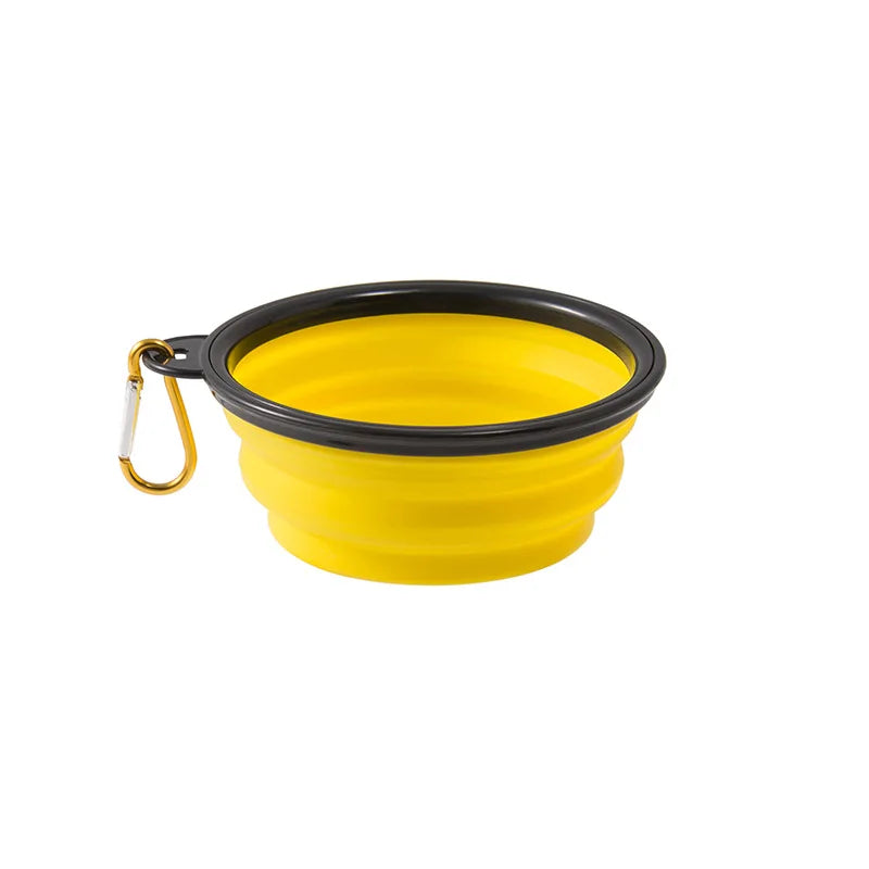 Folding Portable Silicone Dog Feeder Bowl 2 In 1 Pet Dispenser Outdoor Travel Dog Cat with Carabiner Bottle Food Water Container