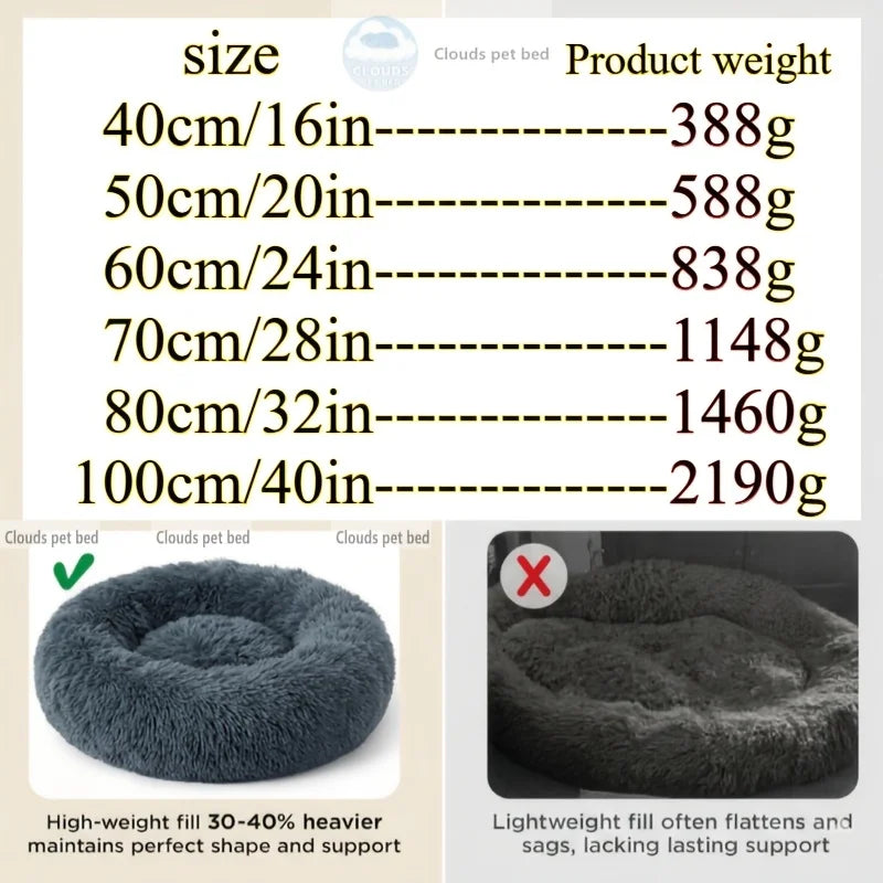 Cama Calmante para Cães e Gatos com Recheio Extra, adapta-se ao formato do corpo do seu pet | Macia e fofa como deitar-se nas nuvens | 9 cores