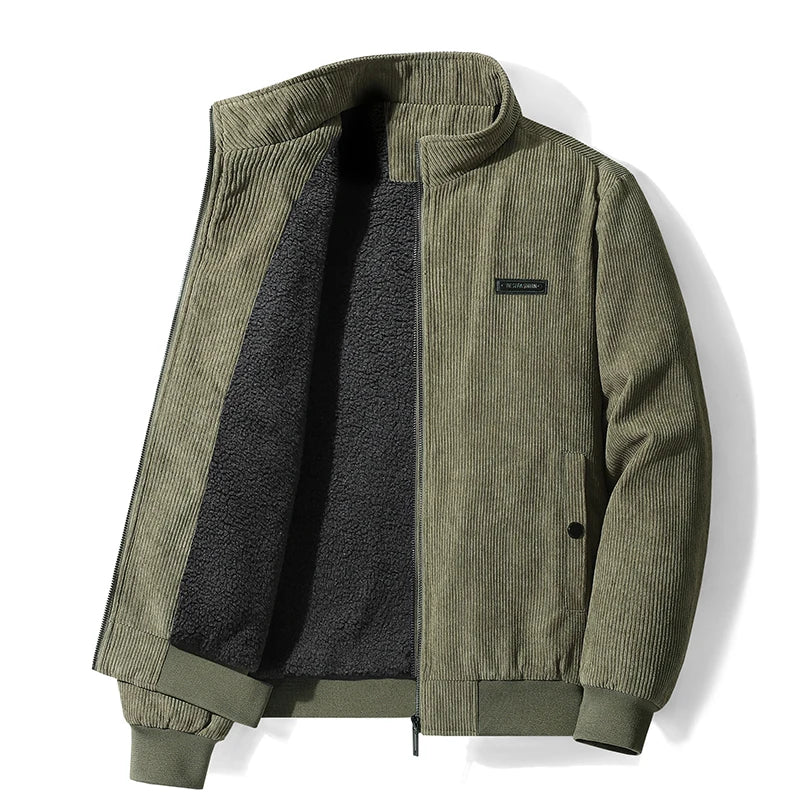 Jaqueta Masculina de Inverno 2025 Quente Grossa de Marca com Fleece Moda Corta-Vento para Ar Livre Casaco Masculino Outono Jaqueta Clássica Casual Masculina