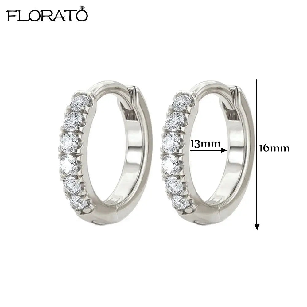 925 Silver Needle Crystal 9mm Small Hoop Earrings for Women Minimal Huggie Earrings Colorful Zircon Piercing Earrings Jewelry