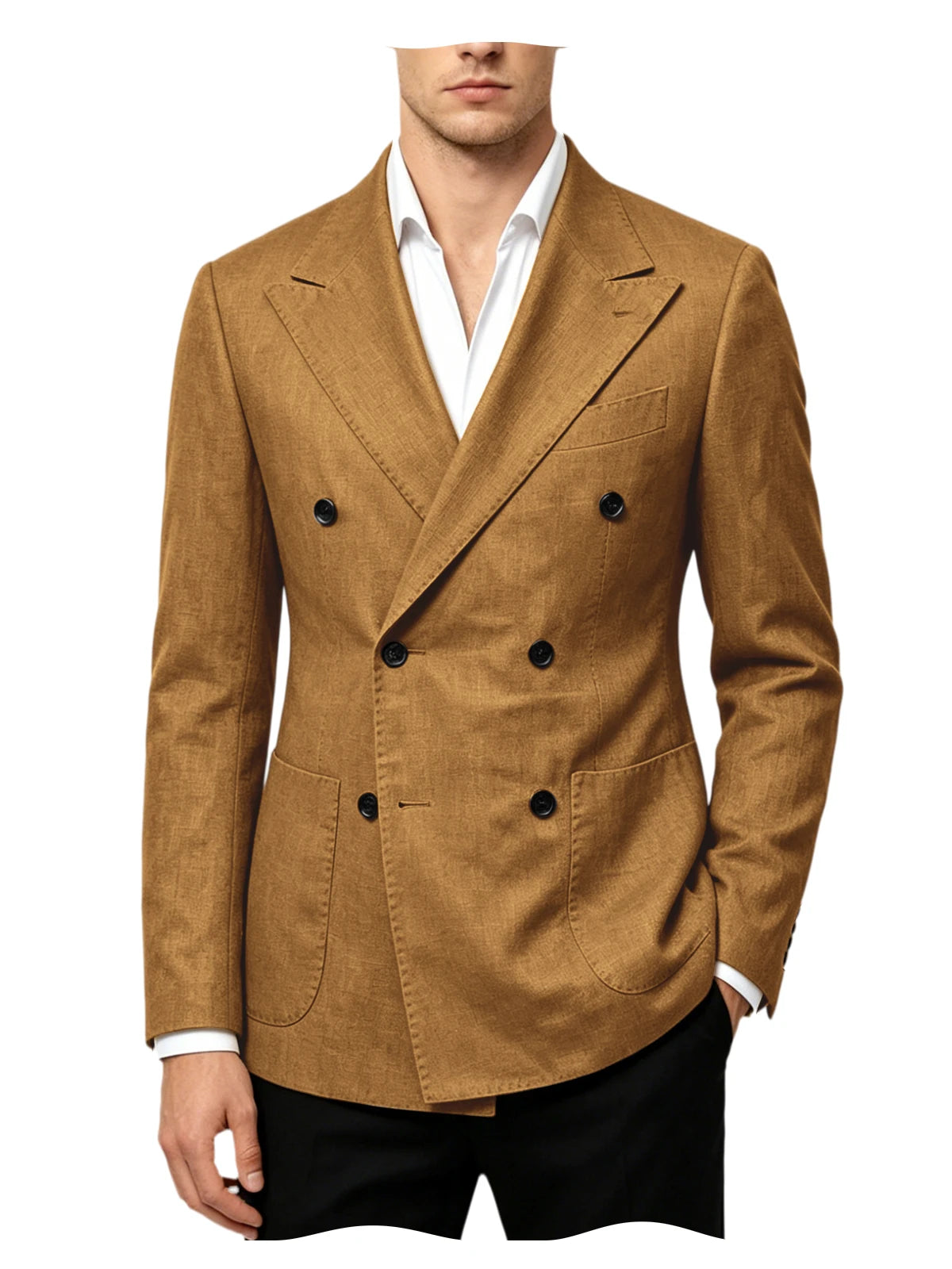 Blazer Masculino de Linho Transpassado Slim Fit Casaco de Terno Casual Negócios Jaqueta Formal para Casamento Noivo Smoking Primavera Verão