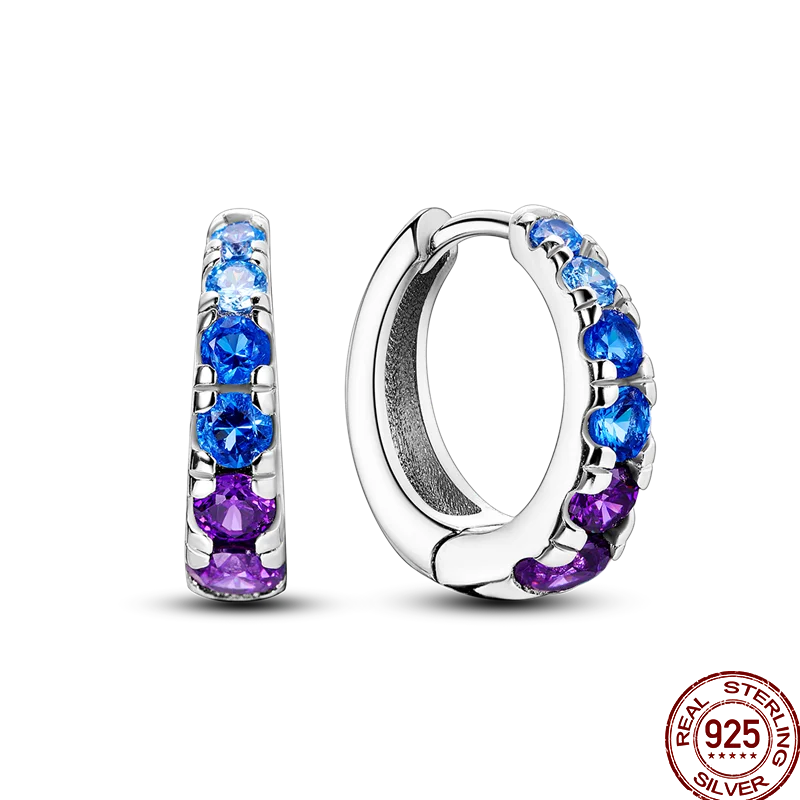 Earrings 925 Sterling Silver Colorful Shiny Zircon Earrings Temperament Charm Luxury Party Jewelry Gift Birthday Anniversary