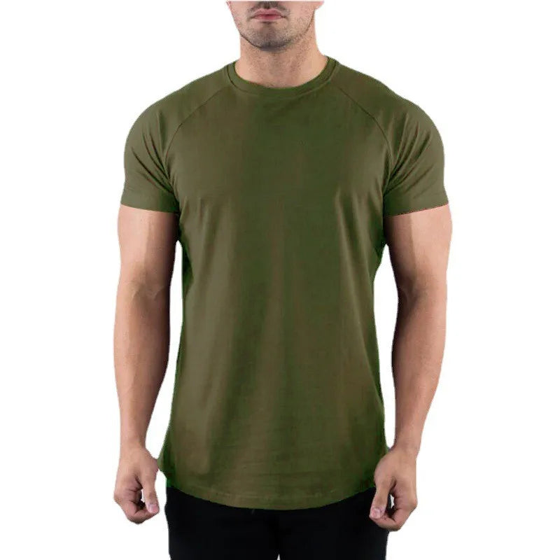 Camiseta Masculina Lisa de Academia Verão Fitness Gola Redonda Manga Curta Algodão Slim Fit Camiseta Treino Musculação Tops