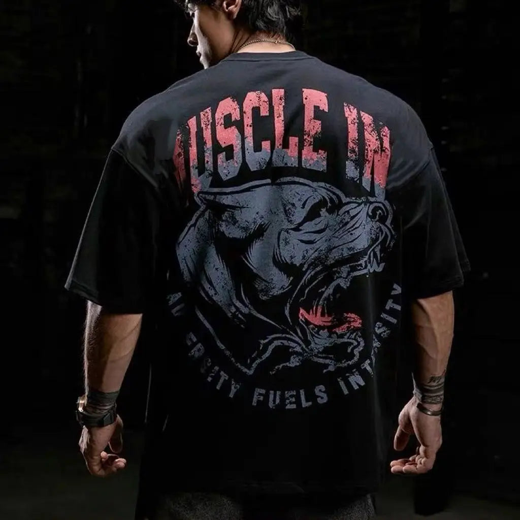 GYM The Muscular Man's Roaring Sports T-shirt Is A Cool Loose Half-sleeved Casual Training and Fitness Outfit for Men in Summer