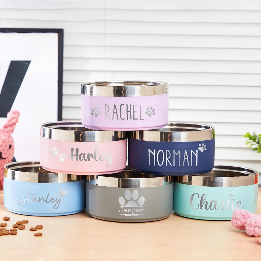 Tigela Dupla de Aço Inoxidável Personalizada para Cães Gatos Tigela para Animais de Estimação com Alimentação a Vácuo de Grande Capacidade Tigela para Água e Comida para Cães Acessórios para Cães Filhotes