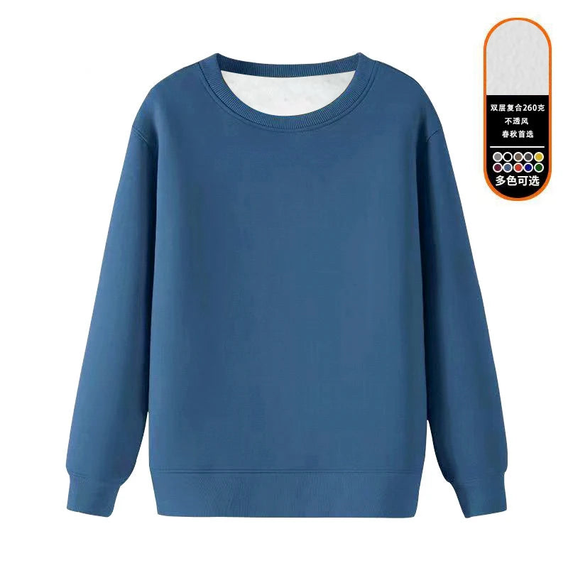 Men's Fleece Lined round Neck Sweatshirt Loose Long Sleeve T-Shirt Thickened Lamb Velvet Warm Winter Base Layer Shirt