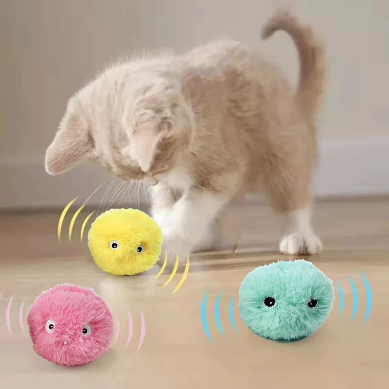Brinquedos Inteligentes para Gatos Bola Interativa de Pelúcia Elétrica Brinquedo de Treinamento com Erva de Gato para Gatinhos com Som de Toque Produto para Animais de Estimação Bola de Brinquedo que Faz Barulho Suprimentos para Gatos