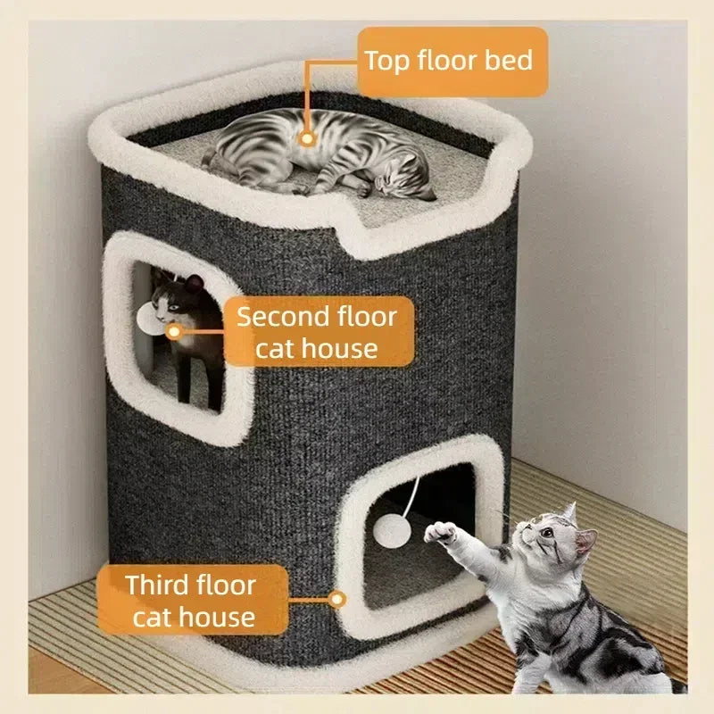 Cama para Gato Interna Toca para Gatos Quente de Inverno Fofa Condo Esconderijo para Gatos Móvel Moderno para Vários Pets Lavável