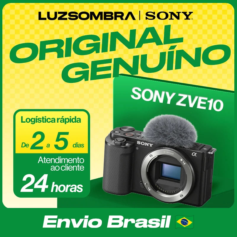 【 Do Brasil】Sony - Alpha ZV-E10 - ZVE10 APS-C Mirrorless Digital Compact Camera Professional Photographer Photography 24.20MP 4K