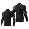 Camiseta Esportiva de Compressão Masculina Manga Longa Corrida Camisa Fitness Elástica Atlética Treino de Academia Esportiva Top