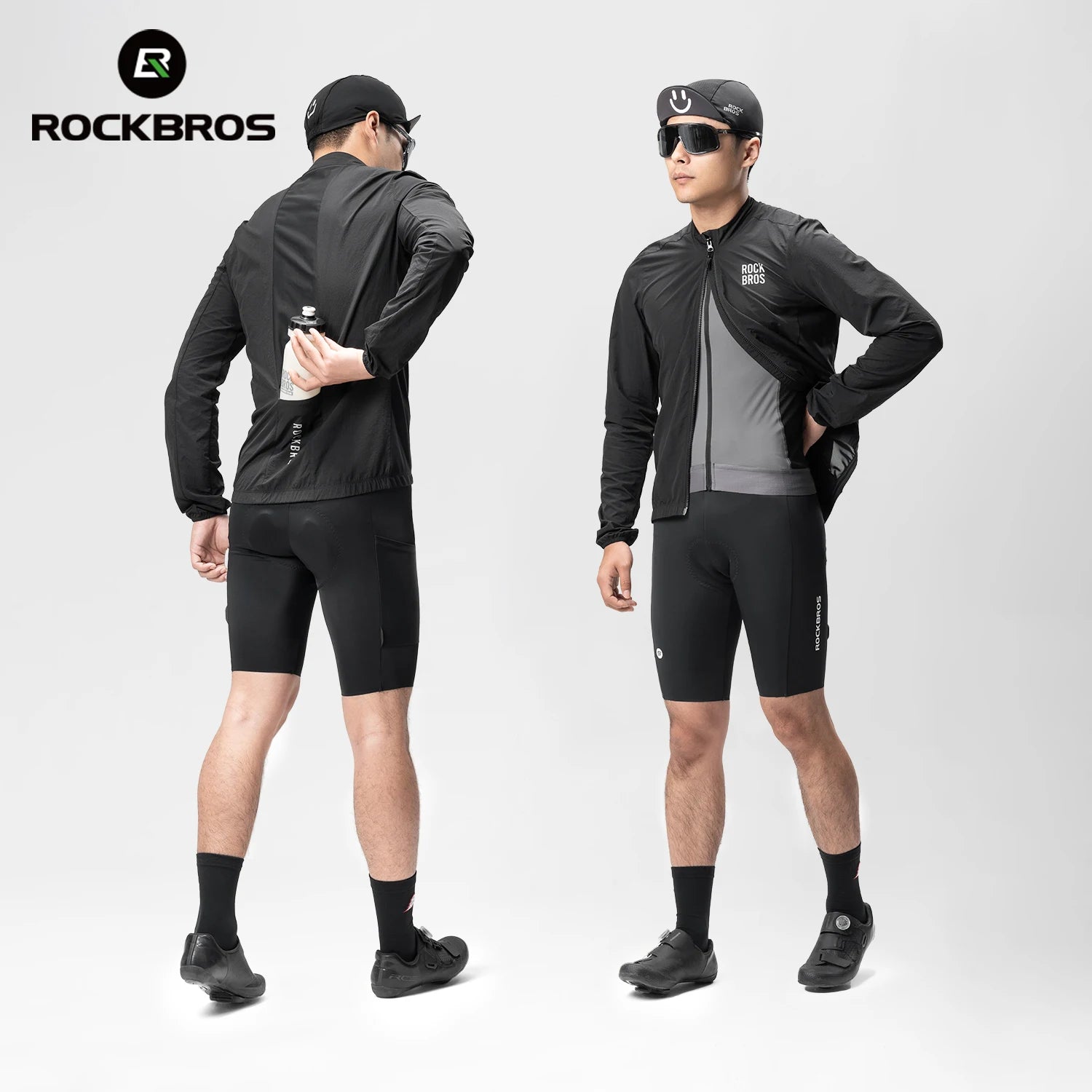 Rockbros Jaqueta Ciclismo Leve Corta-Vento Roupa Manga Comprida Quebra-Vento Refletiva Respirável Tamanho EUR