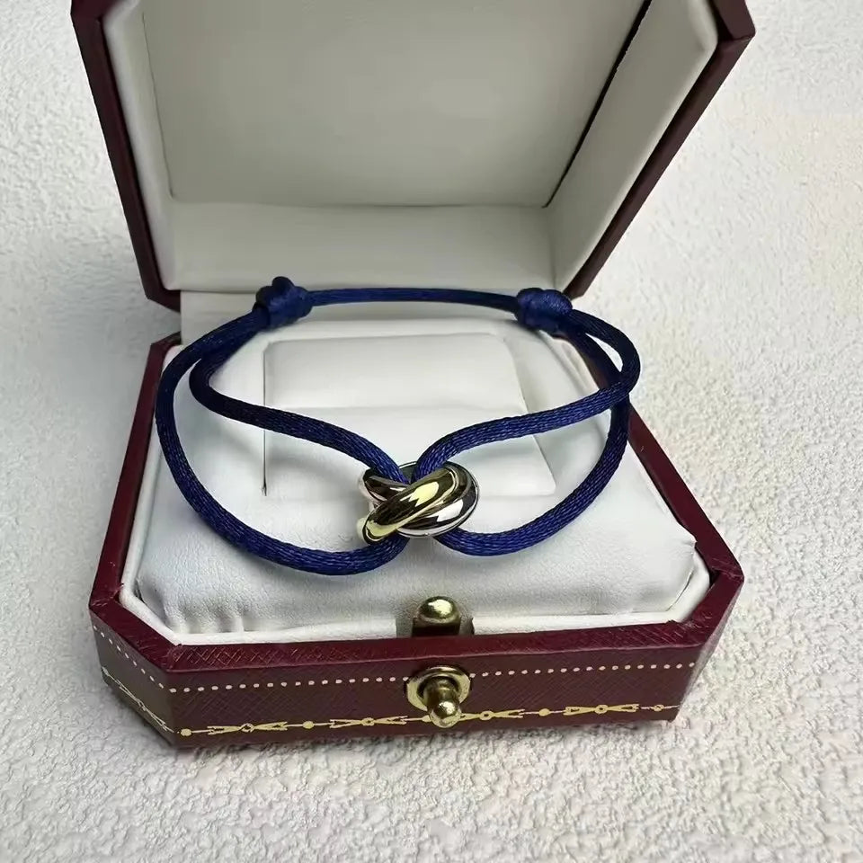 Pulseira de casal clássica de luxo S 925 prata três anéis tricolor cruz. Presentes de Natal. Não desbota. Não causa alergia