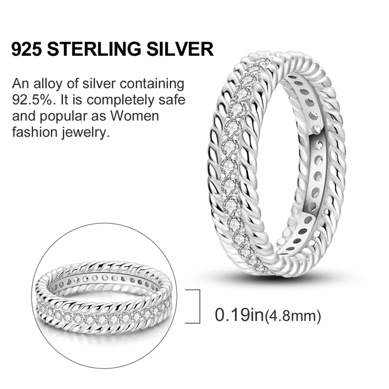 2026 Novas Alianças de Prata 925 Zircônia Brilhante Anéis CZ Anéis Para Mulheres Casamento Original Joias Finas Acessórios Presentes