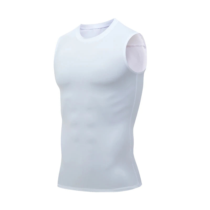 Camiseta Regata Masculina de Compressão Roupa de Ginástica Sem Mangas Dry Fit Estampada Esportiva Masculina Fitness Musculação Regata de Treino Musculosa
