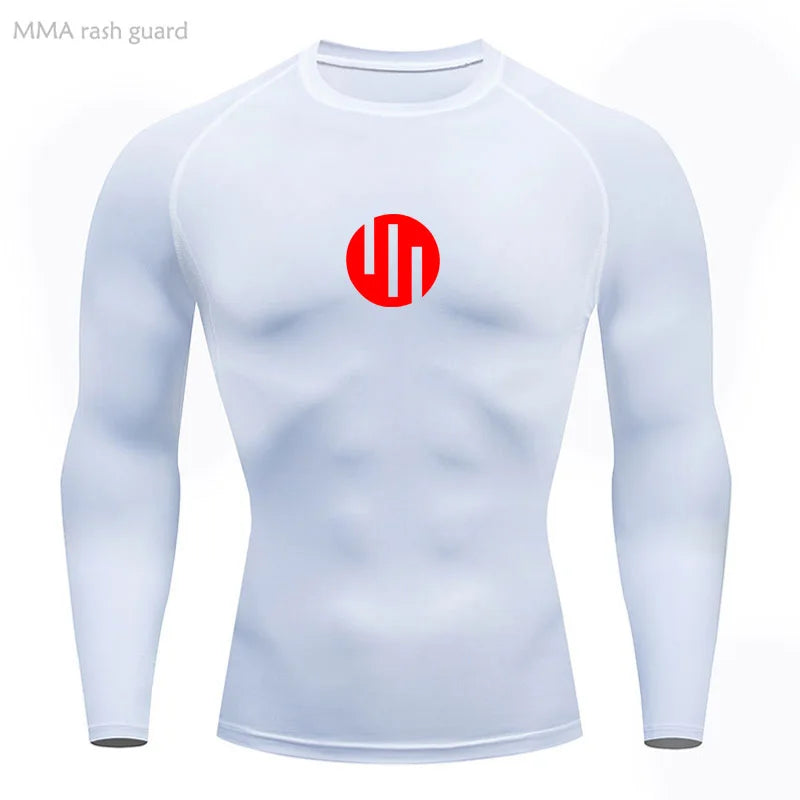 Camisa de Compressão Manga Longa Masculina para Corrida Treino Academia Esportes Roupa Íntima de Secagem Rápida Antissuor Protetor Solar Segunda Pele Masculina