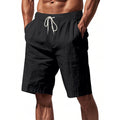 Novos Shorts Masculinos de Algodão e Linho Calças Masculinas de Verão Respiráveis Cor Sólida Calças de Linho Shorts de Praia Fitness Streetwear