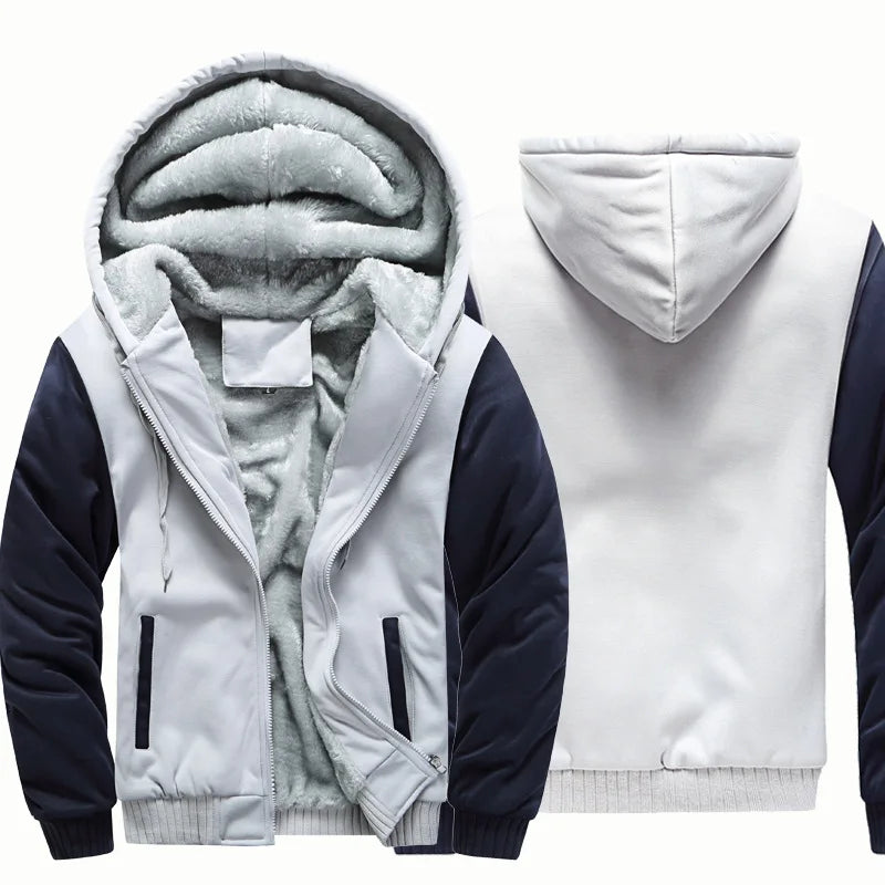 Jaqueta Masculina Inverno Camuflada Fleece Grossa Capuz Masculino Manga Comprida Casaco Casual Zíper Moletom Streetwear Casacos Masculinos