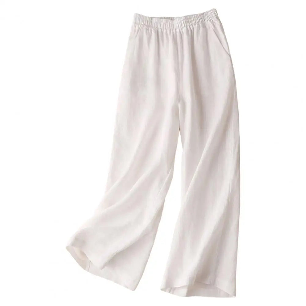 Calça Feminina Leve Macia Cor Sólida Casual Reta Comprida Calça Casual Calça de Trabalho