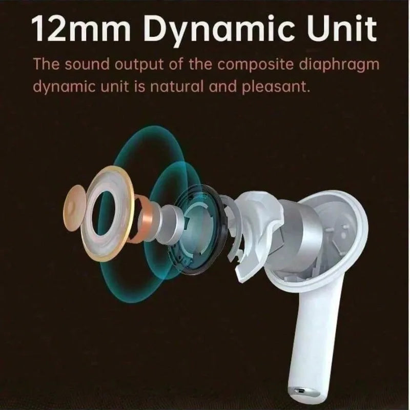Fones de ouvido sem fio originais, intra-auriculares duplos, ultralonga duração de bateria, com graves para esporte, fone de ouvido de música com microfone
