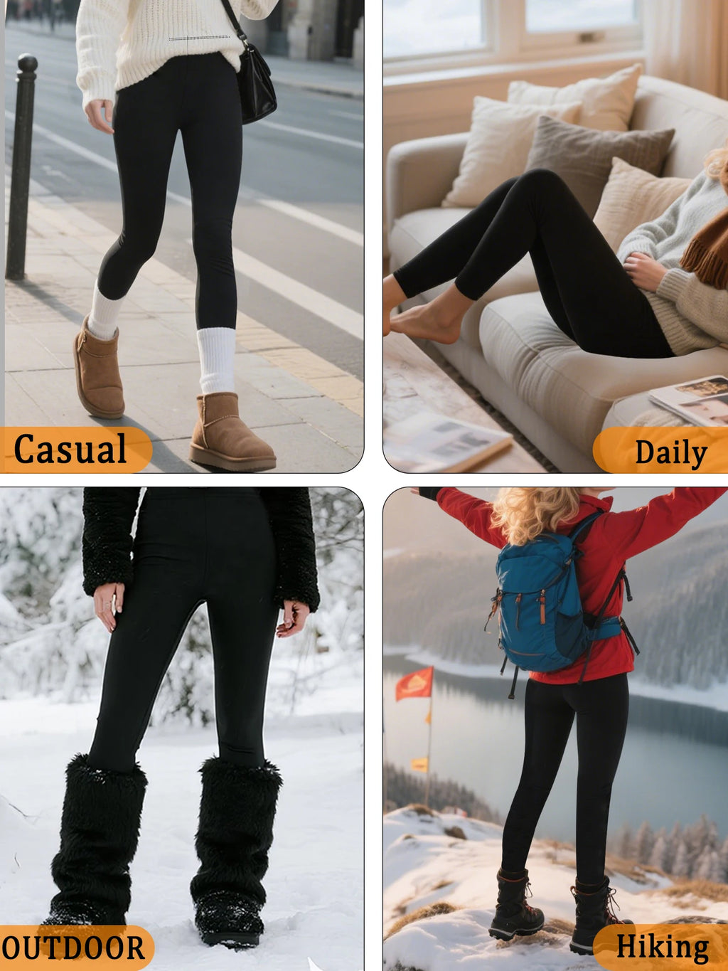 Women's thermal fleece lined leggings. Super soft Low Rise design perfect for yoga, running and Winter activities