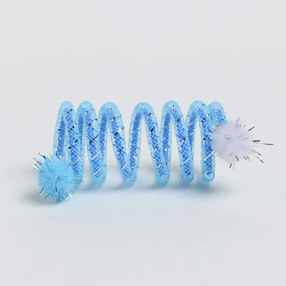 1 Peça Molas Coloridas com Bola de Pelúcia Brinquedo para Gatos Mastigarem para Brincadeiras Internas e Externas Estimulando a Curiosidade e