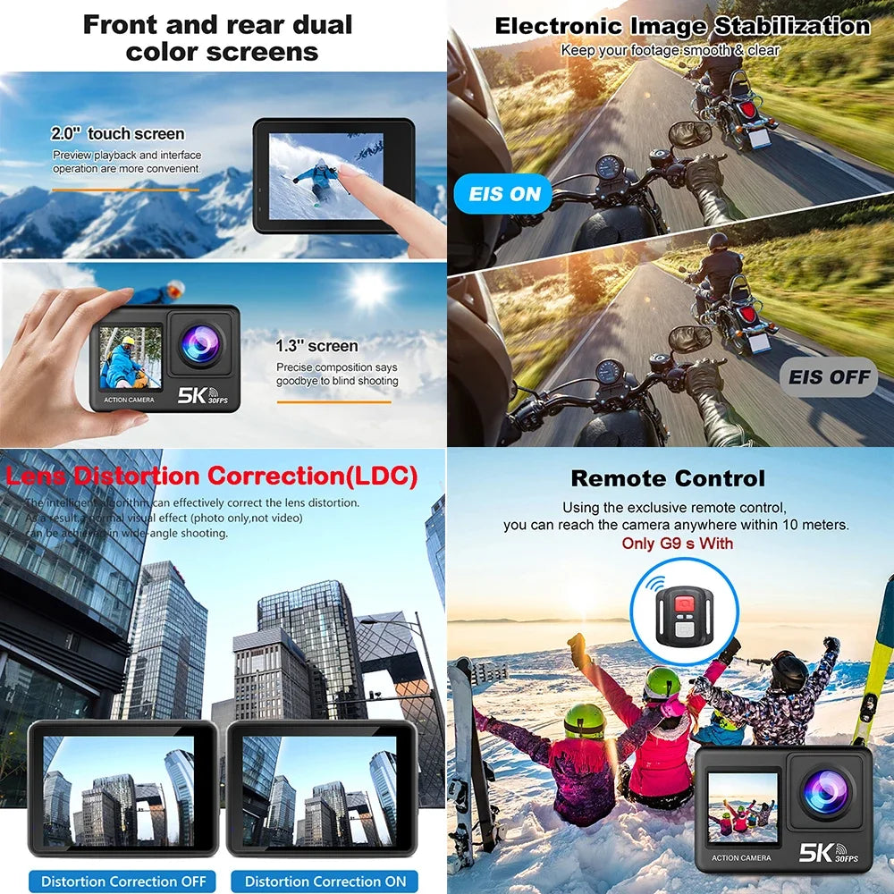 Action Camera 5K - 4K60FPS 50MP - 2.0 Touch EIS