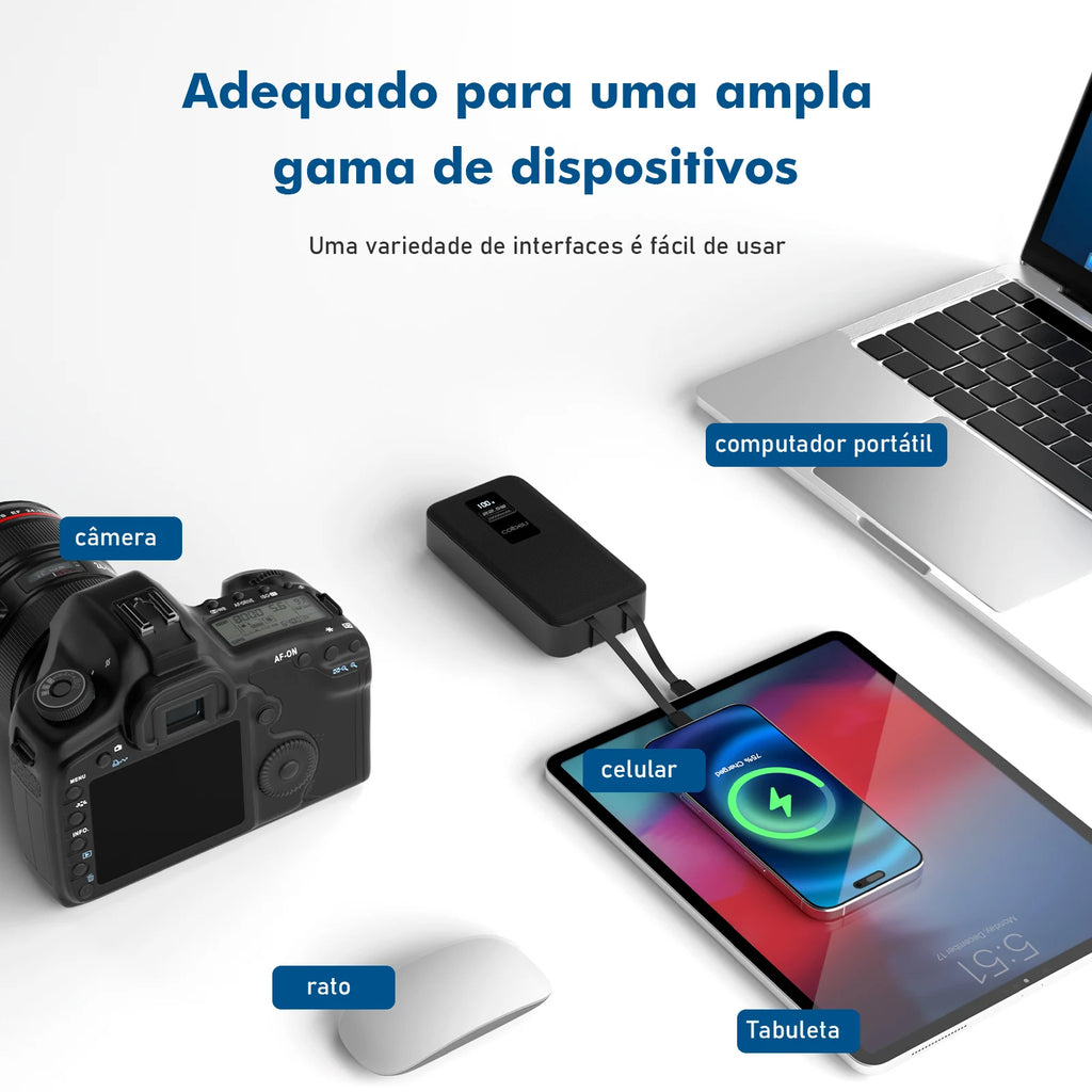 Carregador Portátil 20000mAh Power Bank Portátil USB