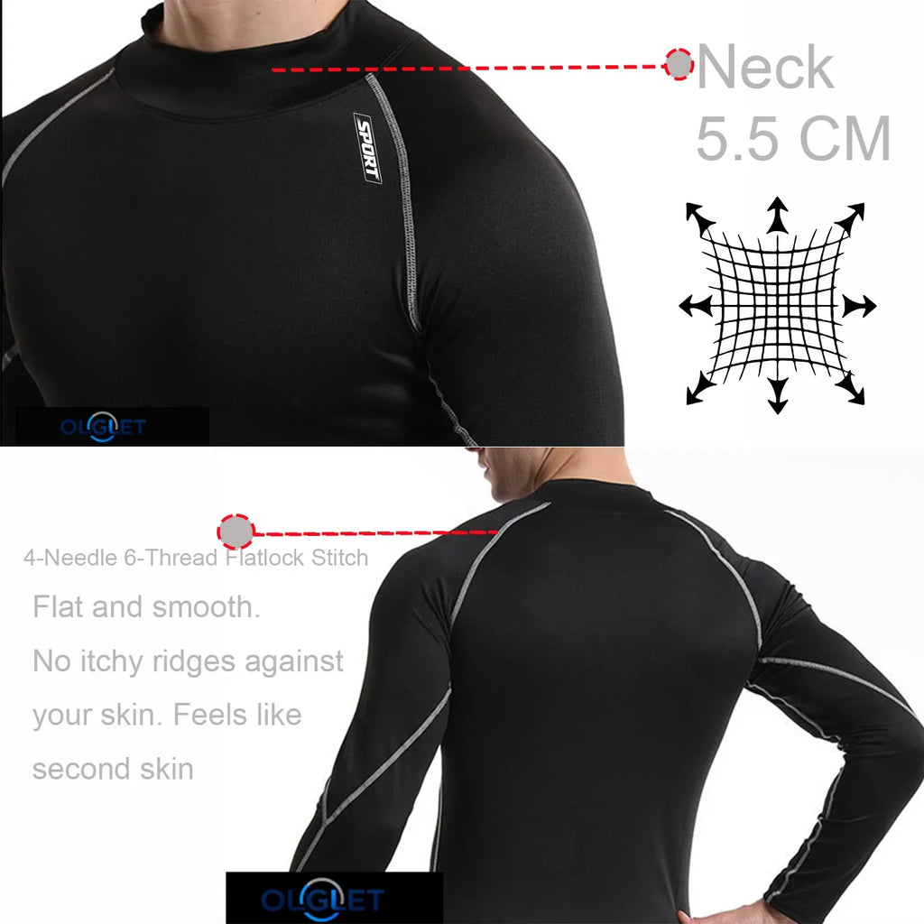 Camiseta Esportiva de Compressão Masculina Manga Longa Corrida Camisa Fitness Elástica Atlética Treino de Academia Esportiva Top
