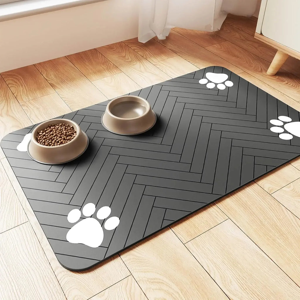 Tapete de Alimentação para Pets - Jogo Americano Absorvente para Comida e Água de Pets com Base de Borracha Impermeável de Secagem Rápida para Cães e Gatos