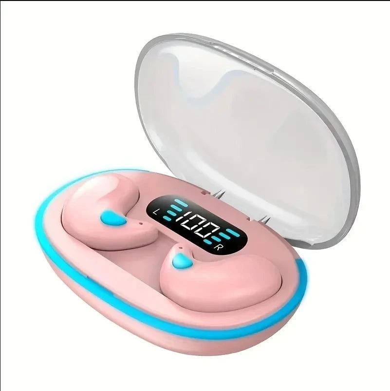 X55 Fones de Ouvido Sem Fio Mini Fones para Dormir TWS Bluetooth Estéreo Headsets Ocultos com Microfone Chamada HD Esporte