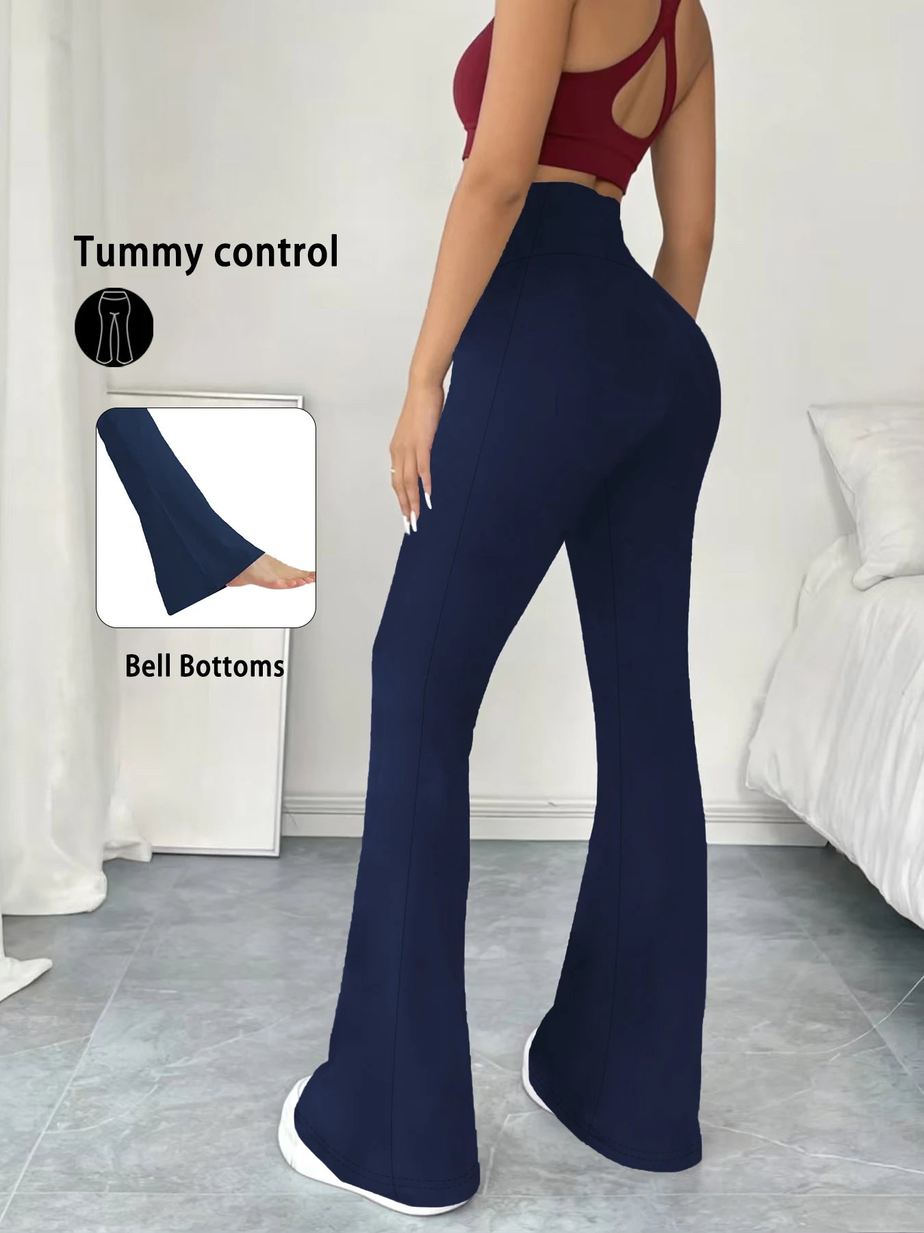 Women's Super Soft Flare Pants High Waisted Tummy Control Workout Yoga Leggings Bell Bottoms