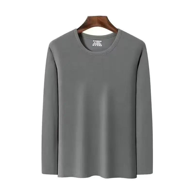 Warm Long Sleeve T-Shirt Men's Fashionable Korean Style round Neck Base Layer Shirt for Teens And Young Adults Thermal Underwear