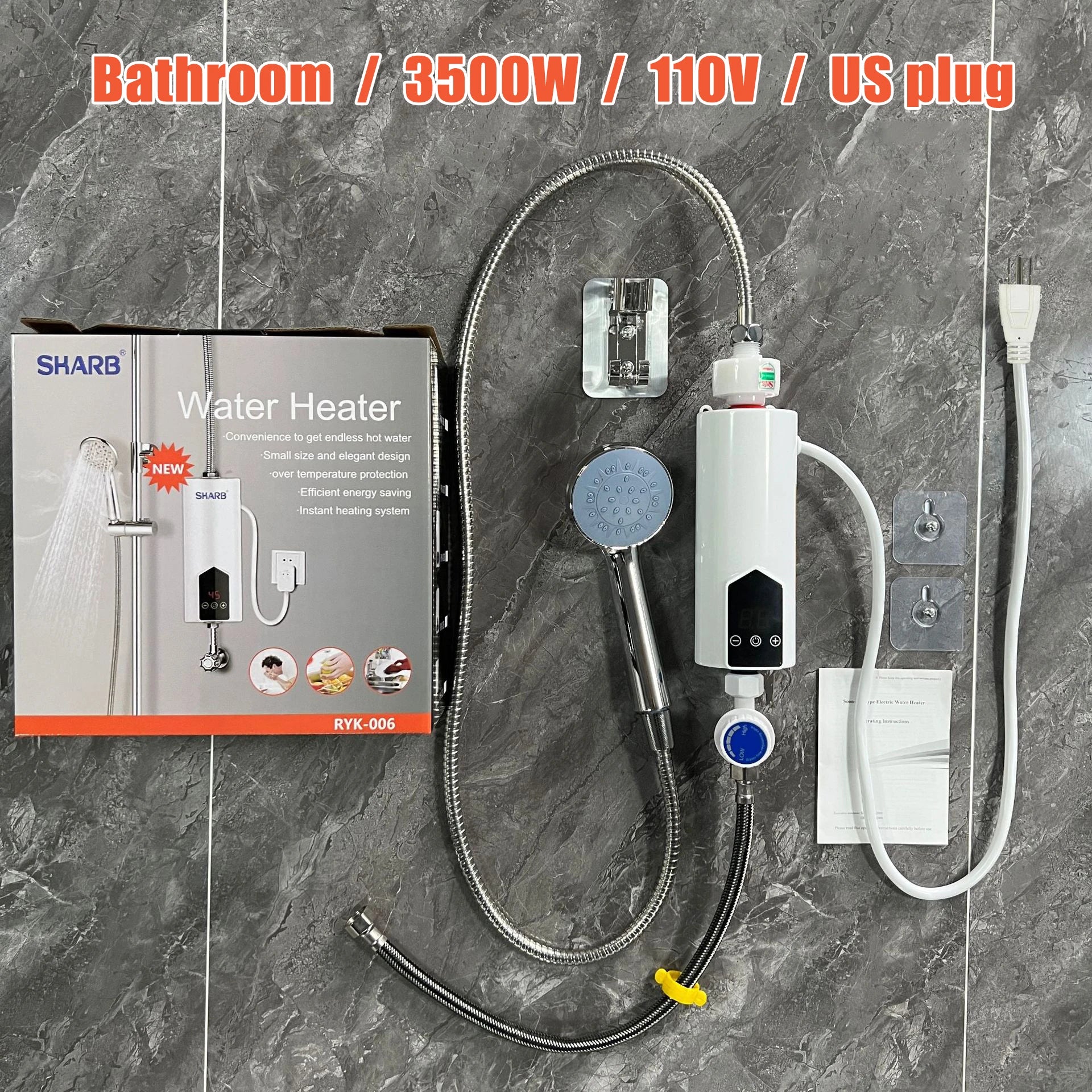 3500W Kitchen Bathroom Instantaneous Electric Water Faucet Heater Instant Tankless Hot Water Tap Heating Machine Shower 110V