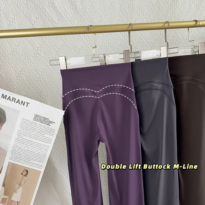 Calça Flare Feminina de Cintura Alta para Yoga, Academia, Pilates, Corrida, Legging Esportiva Confortável e Estilosa com Toque "Naked Feel"
