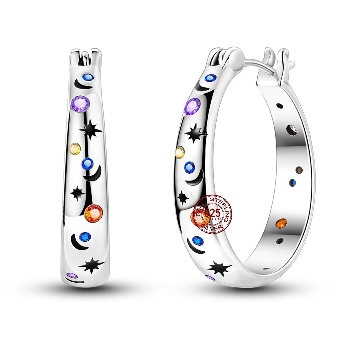 Earrings 925 Sterling Silver Colorful Shiny Zircon Earrings Temperament Charm Luxury Party Jewelry Gift Birthday Anniversary