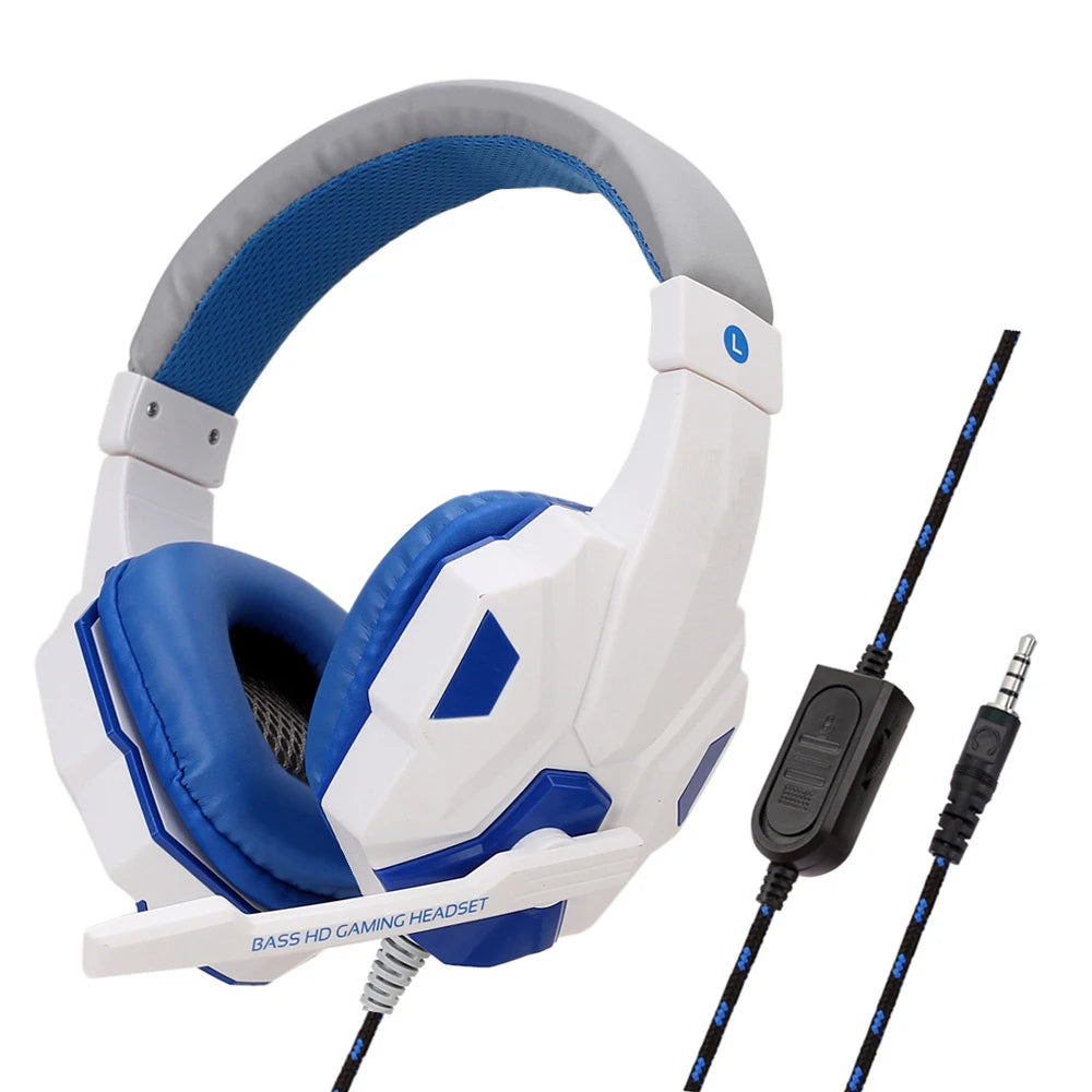 Headset Gamer Over-Ear Com Fio 3.5mm Fone De Ouvido Estéreo Com Microfone Ajustável Para PS4 PS5 Notebook Computador PC