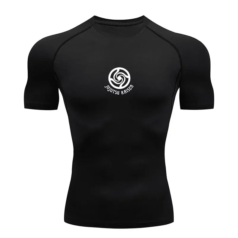 Camiseta de Compressão Anime Jujutsu Kaisen Masculina Fitness Academia Esporte Corrida Rashguard Blusa Camisa Secagem Rápida Manga Curta