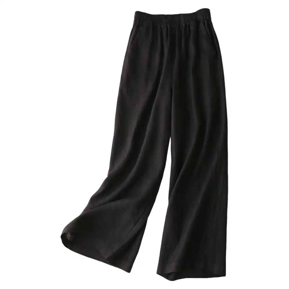 Calça Feminina Leve Macia Cor Sólida Casual Reta Comprida Calça Casual Calça de Trabalho
