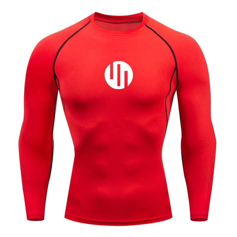 Camisa de Compressão Manga Longa Masculina para Corrida Treino Academia Esportes Roupa Íntima de Secagem Rápida Antissuor Protetor Solar Segunda Pele Masculina