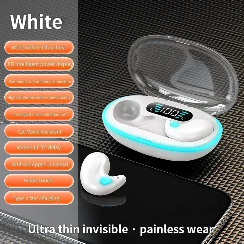 X55 Fones de Ouvido Sem Fio Mini Bluetooth TWS Para Dormir com Microfone HD À Prova D'Água